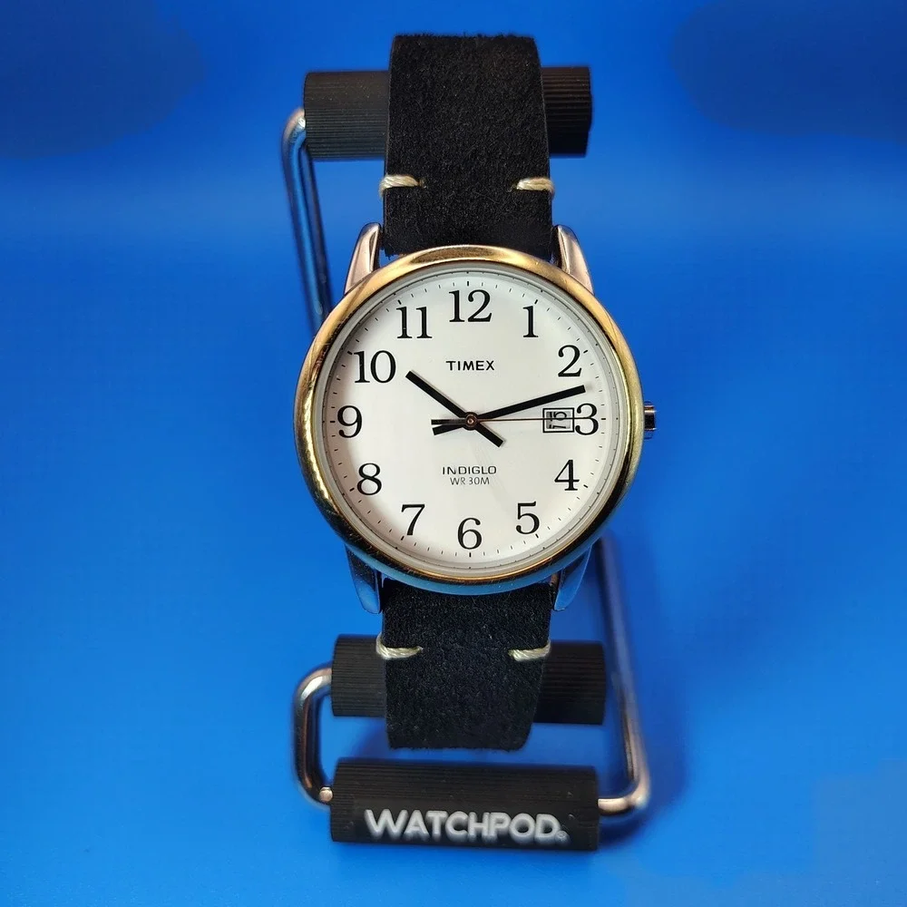Vintage 2006 Timex Easy‎ Reader Indiglo Date 35mm Mens Quartz Watch New Strap